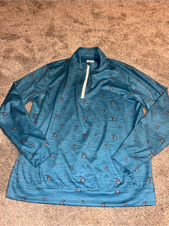 Waggle Other - Waggle Mens Large Teal Shark 1/4 Zip Pullover Golf Performance Euc
